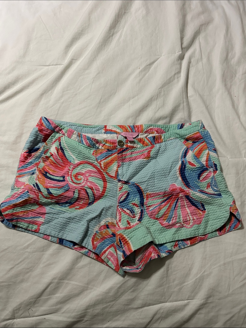 Women's Seafoam Multi Shell-Print Summer Shorts